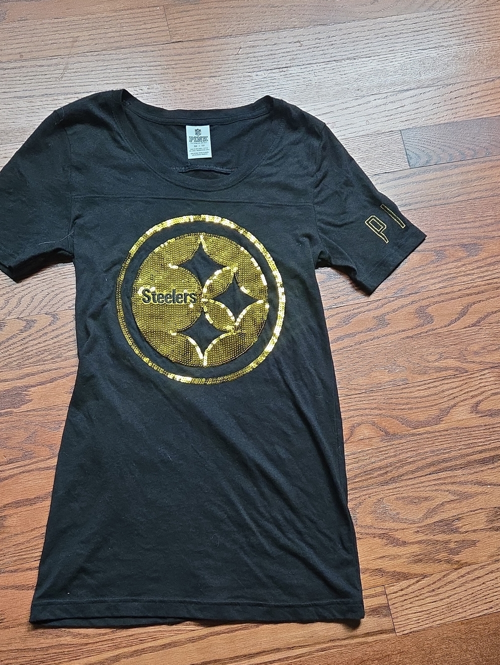 NFL Pink Victoria's Secret Pittsburgh Steeler T-Shirt Sequin Logo Vintage XS